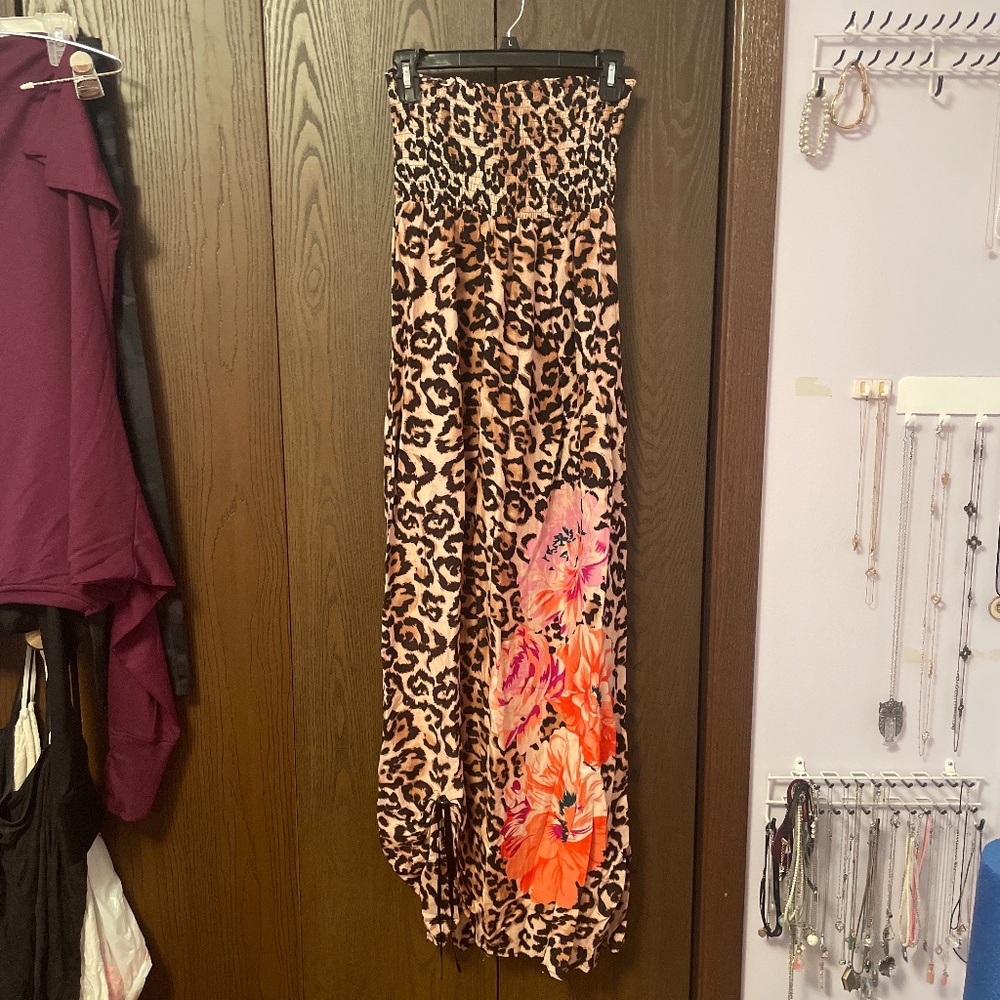 Strapless Cheetah and Floral Dress